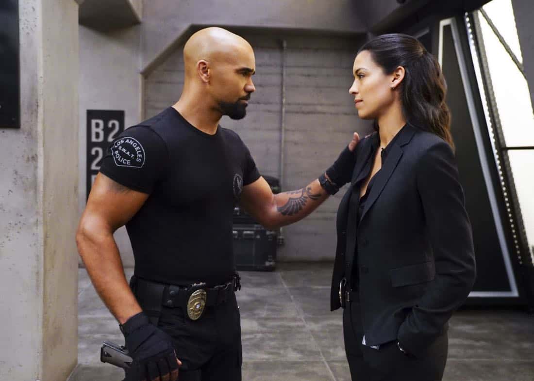 "Ghosts" - Hondo and the team go on the hunt for a serial killer who escaped justice two years prior by faking his death. Also, Hondo worries that Buck Spivey (Louis Ferreira), the team's former leader, is spiraling into depression in the aftermath of being fired from the department, on S.W.A.T., Thursday, March 8 (10:00-11:00 PM, ET/PT) on the CBS Television Network. Pictured left to right: Shemar Moore as Daniel "Hondo" Harrelson and Stephanie Sigman as Jessica Cortez. Photo: Sonja Flemming/CBS é2018 CBS Broadcasting, Inc. All Rights Reserved "Ghosts" - Hondo and the team go on the hunt for a serial killer who escaped justice two years prior by faking his death. Also, Hondo worries that Buck Spivey (Louis Ferreira), the team's former leader, is spiraling into depression in the aftermath of being fired from the department, on S.W.A.T., Thursday, March 8 (10:00-11:00 PM, ET/PT) on the CBS Television Network. Pictured left to right: Shemar Moore as Daniel "Hondo" Harrelson and Stephanie Sigman as Jessica Cortez. Photo: Sonja Flemming/CBS é2018 CBS Broadcasting, Inc. All Rights Reserved