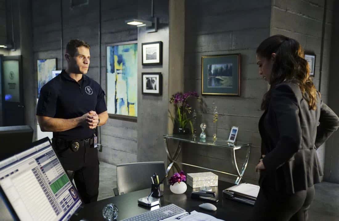 "Ghosts" - Hondo and the team go on the hunt for a serial killer who escaped justice two years prior by faking his death. Also, Hondo worries that Buck Spivey (Louis Ferreira), the team's former leader, is spiraling into depression in the aftermath of being fired from the department, on S.W.A.T., Thursday, March 8 (10:00-11:00 PM, ET/PT) on the CBS Television Network. Pictured left to right: Lou Ferrigno, Jr. as Rocky and Stephanie Sigman as Jessica Cortez. Photo: Sonja Flemming/CBS é2018 CBS Broadcasting, Inc. All Rights Reserved