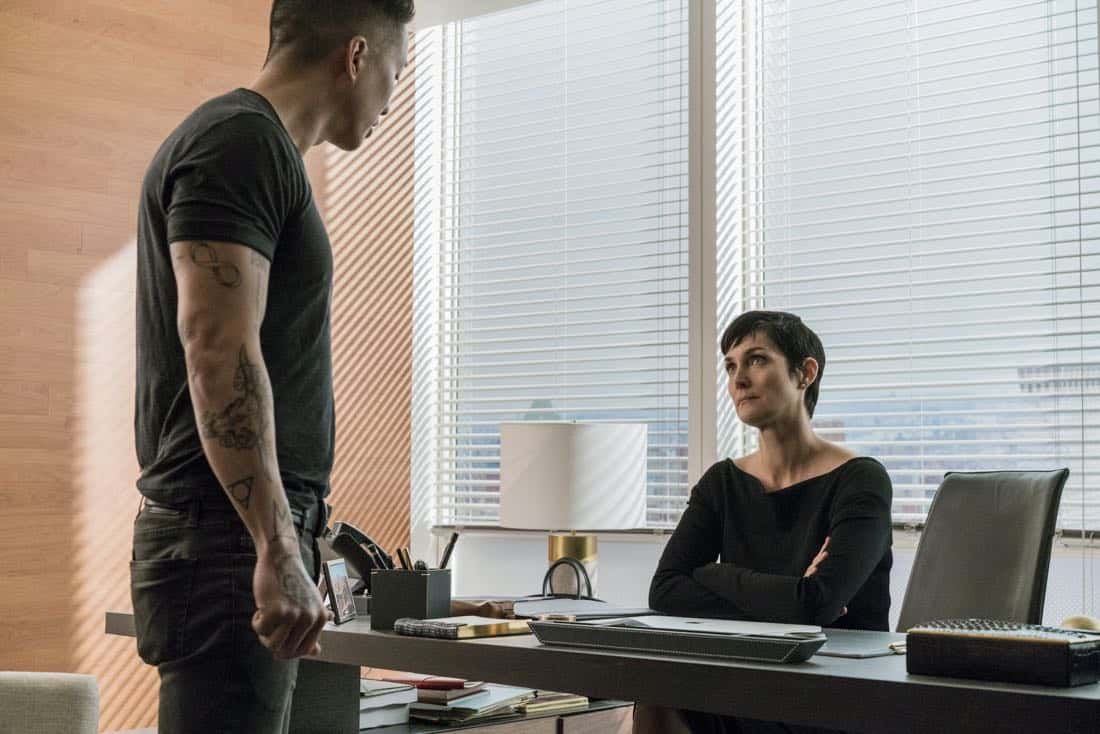 Terry Chen and Carrie-Anne Moss Marvel's Jessica Jones Season 2 | Photo Credit : David Giesbrecht/Netflix