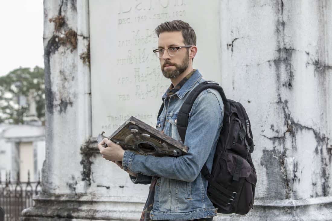 "Treasure Hunt" -- During the annual Contraband Days pirate festival, the NCIS team investigates the murder of a Navy captain who was searching for a valuable 200-year-old marble and gold fleur-de-lis, on NCIS: NEW ORLEANS, Tuesday, March 13 (10:00-11:00 PM, ET/PT) on the CBS Television Network. Pictured: Rob Kerkovich as Forensic Scientist Sebastian Lund Photo: Skip Bolen/CBS é2018 CBS Broadcasting, Inc. All Rights Reserved