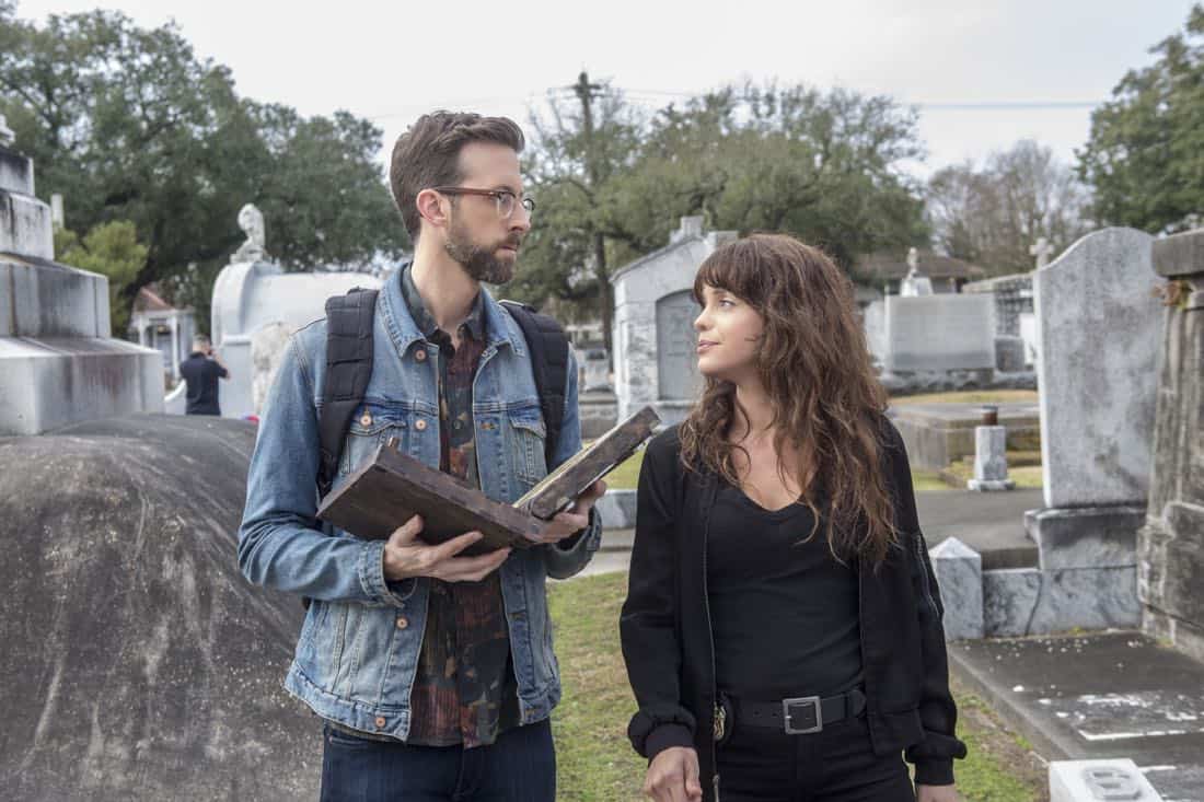 "Treasure Hunt" -- During the annual Contraband Days pirate festival, the NCIS team investigates the murder of a Navy captain who was searching for a valuable 200-year-old marble and gold fleur-de-lis, on NCIS: NEW ORLEANS, Tuesday, March 13 (10:00-11:00 PM, ET/PT) on the CBS Television Network. Pictured L-R: Rob Kerkovich as Forensic Scientist Sebastian Lund and Vanessa Ferlito as FBI Special Agent Tammy Gregorio Photo: Skip Bolen/CBS é2018 CBS Broadcasting, Inc. All Rights Reserved