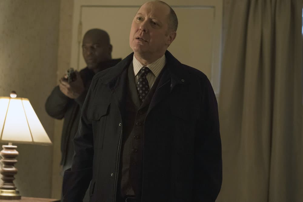 THE BLACKLIST -- "The Capricorn Killer" Episode 516 -- Pictured: (l-r) Hisham Tawfiq as Dembe Zuma, James Spader as Raymond "Red" Reddington -- (Photo by: Virginia Sherwood/NBC)