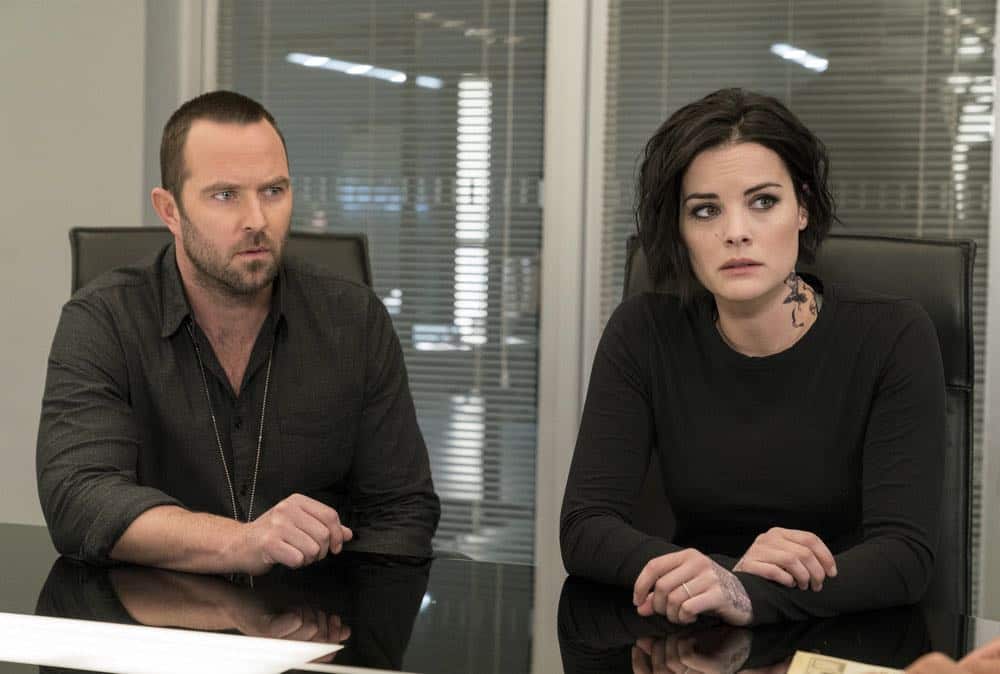 NBC Fall 2018-2019 Schedule BLINDSPOT -- "Deductions" Episode 315 -- Pictured: (l-r) Sullivan Stapleton as Kurt Weller, Jaimie Alexander as Jane Doe -- (Photo by: David Giesbrecht/NBC)