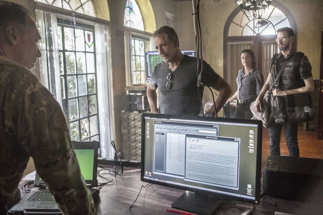 "Welcome to the Jungle" -- Pride, Sebastian and Tammy travel to South America after Pride is personally requested by a former colleague to assist with a classified operation that has been compromised, on NCIS: NEW ORLEANS, Tuesday, March 27 (10:00-11:00 PM, ET/PT) on the CBS Television Network. Pictured L-R: Patrick Page as Colonel Stanley Parker, Scott Bakula as Special Agent Dwayne Pride, Vanessa Ferlito as FBI Special Agent Tammy Gregorio, and Rob Kerkovich as Forensic Scientist Sebastian Lund Photo: Skip Bolen/CBS é2018 CBS Broadcasting, Inc. All Rights Reserved "Welcome to the Jungle" -- Pride, Sebastian and Tammy travel to South America after Pride is personally requested by a former colleague to assist with a classified operation that has been compromised, on NCIS: NEW ORLEANS, Tuesday, March 27 (10:00-11:00 PM, ET/PT) on the CBS Television Network. Pictured L-R: Patrick Page as Colonel Stanley Parker, Scott Bakula as Special Agent Dwayne Pride, Vanessa Ferlito as FBI Special Agent Tammy Gregorio, and Rob Kerkovich as Forensic Scientist Sebastian Lund Photo: Skip Bolen/CBS é2018 CBS Broadcasting, Inc. All Rights Reserved