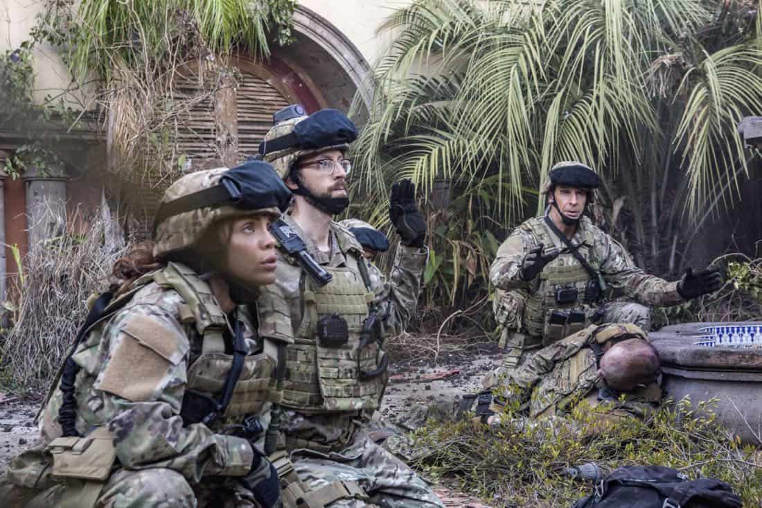 "Welcome to the Jungle" -- Pride, Sebastian and Tammy travel to South America after Pride is personally requested by a former colleague to assist with a classified operation that has been compromised, on NCIS: NEW ORLEANS, Tuesday, March 27 (10:00-11:00 PM, ET/PT) on the CBS Television Network. Pictured L-R: Vanessa Ferlito as FBI Special Agent Tammy Gregorio, Rob Kerkovich as Forensic Scientist Sebastian Lund, and Scott Bakula as Special Agent Dwayne Pride Photo: Skip Bolen/CBS é2018 CBS Broadcasting, Inc. All Rights Reserved