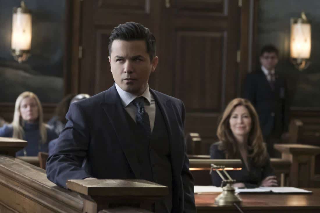 "Bad Medicine" -- Bull helps a doctor who crossed state lines to purchase a marijuana-derived oil to treat her patients in Virginia, where the oil is illegal. But the case is complicated when Assistant U.S. Attorney Sylvia Banner (Dana Delany) has the DEA arrest her for possession with intent to distribute, on BULL, Tuesday, March 27 (9:00-10:00PM, ET/PT), on the CBS Television Network. Pictured L-R: Freddy Rodriguez as Benny Colón and Dana Delany as Sylvia Banner Photo: Jojo Whilden/CBS é2018 CBS Broadcasting, Inc. All Rights Reserved "Bad Medicine" -- Bull helps a doctor who crossed state lines to purchase a marijuana-derived oil to treat her patients in Virginia, where the oil is illegal. But the case is complicated when Assistant U.S. Attorney Sylvia Banner (Dana Delany) has the DEA arrest her for possession with intent to distribute, on BULL, Tuesday, March 27 (9:00-10:00PM, ET/PT), on the CBS Television Network. Pictured L-R: Freddy Rodriguez as Benny Colón and Dana Delany as Sylvia Banner Photo: Jojo Whilden/CBS é2018 CBS Broadcasting, Inc. All Rights Reserved