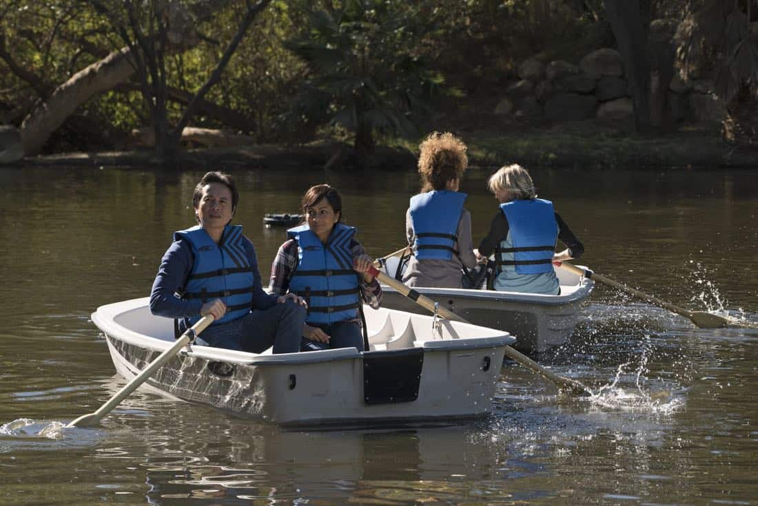 THE FOSTERS - "Just Say Yes" - In the 100th episode, Brandon and Grace go on a road trip and discover a lot about each other, while Mariana and Emma vie for a competitive internship. Stef and Lena go on a couples retreat to reconnect. This episode of "The Fosters" airs Tuesday, March 13 (8:00 - 9:01 p.m. EDT) on Freeform. (Freeform/Eric McCandless) EVAN LAI, SOMA MITRA