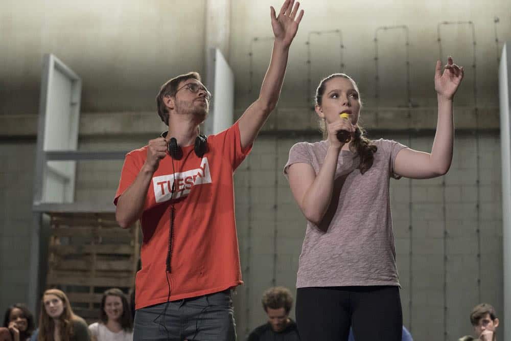 RISE -- "Most of All to Dream" Episode 102 -- Pictured: (l-r) Danny Mefford, Choreographer, Amy Forsyth as Gwen Strickland -- (Photo by: Virginia Sherwood/NBC)
