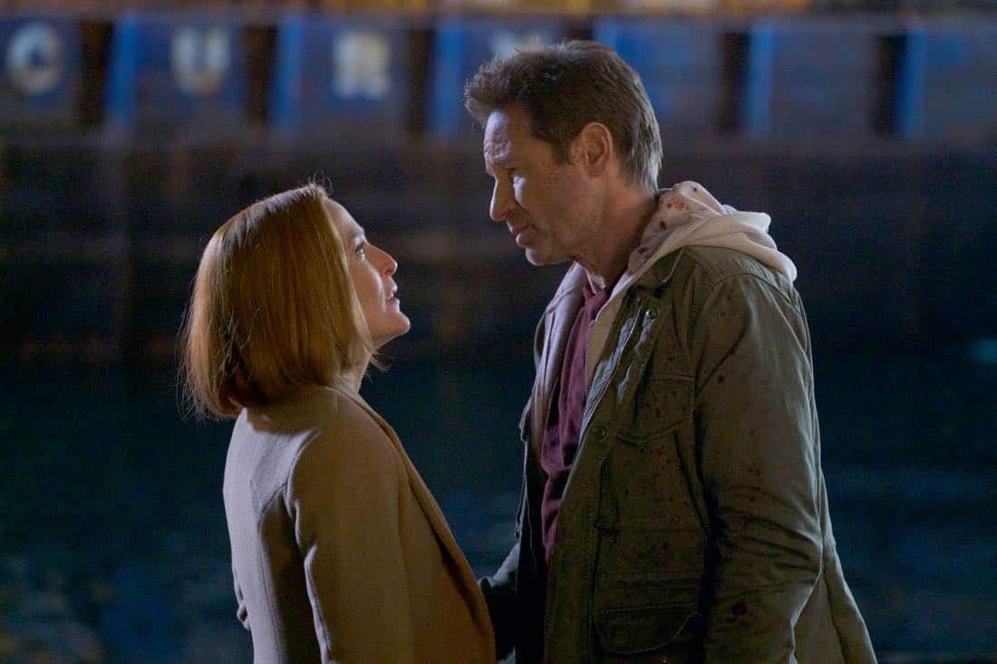 THE X-FILES: L-R: Gillian Anderson and David Duchovny in the "My Struggle IV" season finale episode of THE X-FILES airing Wednesday, March 21 (8:00-9:00 PM ET/PT) on FOX. ©2018 Fox Broadcasting Co. Cr: Shane Harvey/FOX THE X-FILES: L-R: Gillian Anderson and David Duchovny in the "My Struggle IV" season finale episode of THE X-FILES airing Wednesday, March 21 (8:00-9:00 PM ET/PT) on FOX. ©2018 Fox Broadcasting Co. Cr: Shane Harvey/FOX