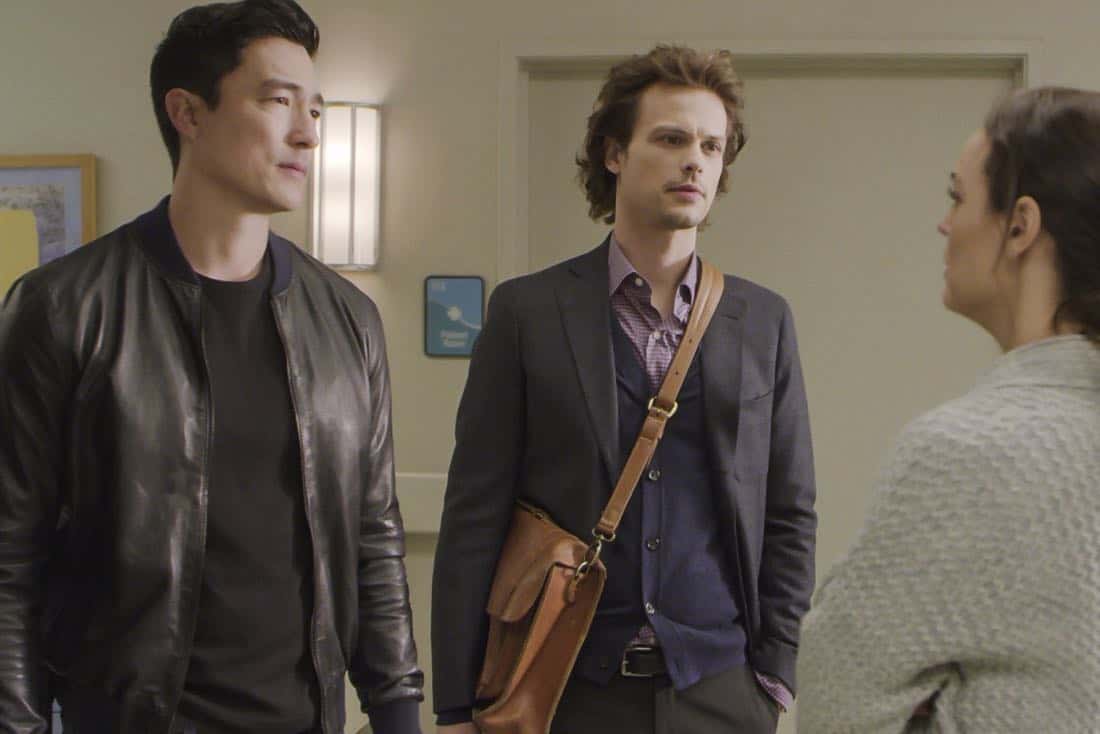 ÃÂThe CapilanosààThe BAU is called to Oklahoma to investigate a murderous clown terrorizing the sleepy town of Guymon, on CRIMINAL MINDS, Wednesday, March 21 (10:00-11:00 PM, ET/PT) on the CBS Television Network. Pictured: Daniel Henney (Matt Simmons), Matthew Gray Gubler (Dr. Spencer Reid), Photo: Best Screen Grab Available é2018 CBS Broadcasting, Inc. All Rights Reserved