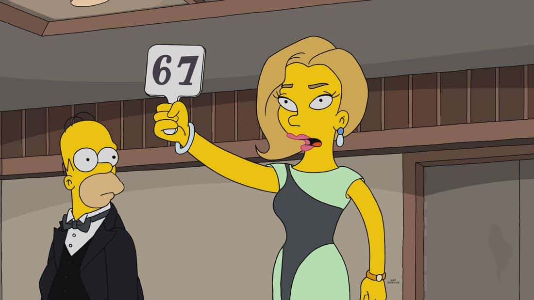 THE SIMPSONS: When Homer is accused of stealing a million-dollar painting, only a detective from the 1970s can clear his name, or send him to jail. It’s a classic impossible mystery in the all-new “Homer Is Where The Art Isn’t” episode of THE SIMPSONS airing Sunday, March 11, (8:00-8:30 PM ET/PT) on FOX. Pictured L-R: Homer and Megan (guest voice Cecily Strong). THE SIMPSONS ™ and © 2017 TCFFC ALL RIGHTS RESERVED.