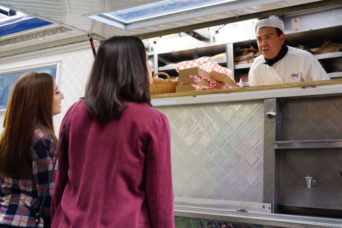BROOKLYN NINE-NINE: L-R: Chelsea Peretti, Melissa Fumero and Joe Lo Truglio in the “The Negotiation” episode of BROOKLYN NINE-NINE airing Sunday, March 25 (8:30-9:00 PM ET/PT) on FOX. CR: FOX