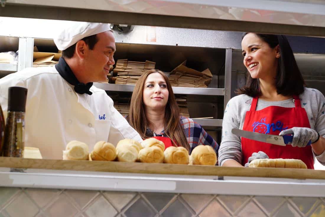 BROOKLYN NINE-NINE: L-R: Joe Lo Truglio, Chelsea Peretti and Melissa Fumero in the “The Negotiation” episode of BROOKLYN NINE-NINE airing Sunday, March 25 (8:30-9:00 PM ET/PT) on FOX. CR: FOX