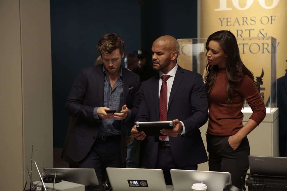DECEPTION - "Escapology" - When an art museum docent is held hostage, Kay enlists Cameron and his team to help rescue her using the art of escapology, on "Deception," airing SUNDAY, MARCH 25 (10:01-11:00 p.m. EDT), on The ABC Television Network. (ABC/Giovanni Rufino) JACK CUTMORE, AMAURY NOLASCO, ILFENESH HADERA