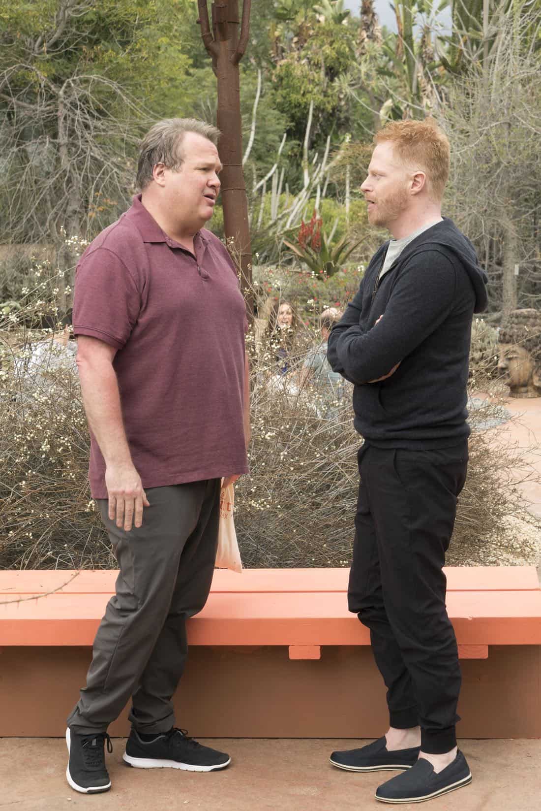 MODERN FAMILY - "Royal Visit" - Haley's brilliant astrophysicist boyfriend (guest star Chris Geere) comes to meet the family, setting Claire and Phil off in a competition about which one of them is smarter, making Alex feel self-conscious about her dim but handsome firefighter boyfriend, Bill (Jimmy Tatro). Mitch and Cam go on a yoga retreat, but when Cam finds out his dream team, the Kansas City Royals, is having spring training next door, he can't resist sneaking out, on "Modern Family," WEDNESDAY, MARCH 28 (9:00-9:31 p.m. EDT), on The ABC Television Network. (ABC/Ron Tom) ERIC STONESTREET, JESSE TYLER FERGUSON