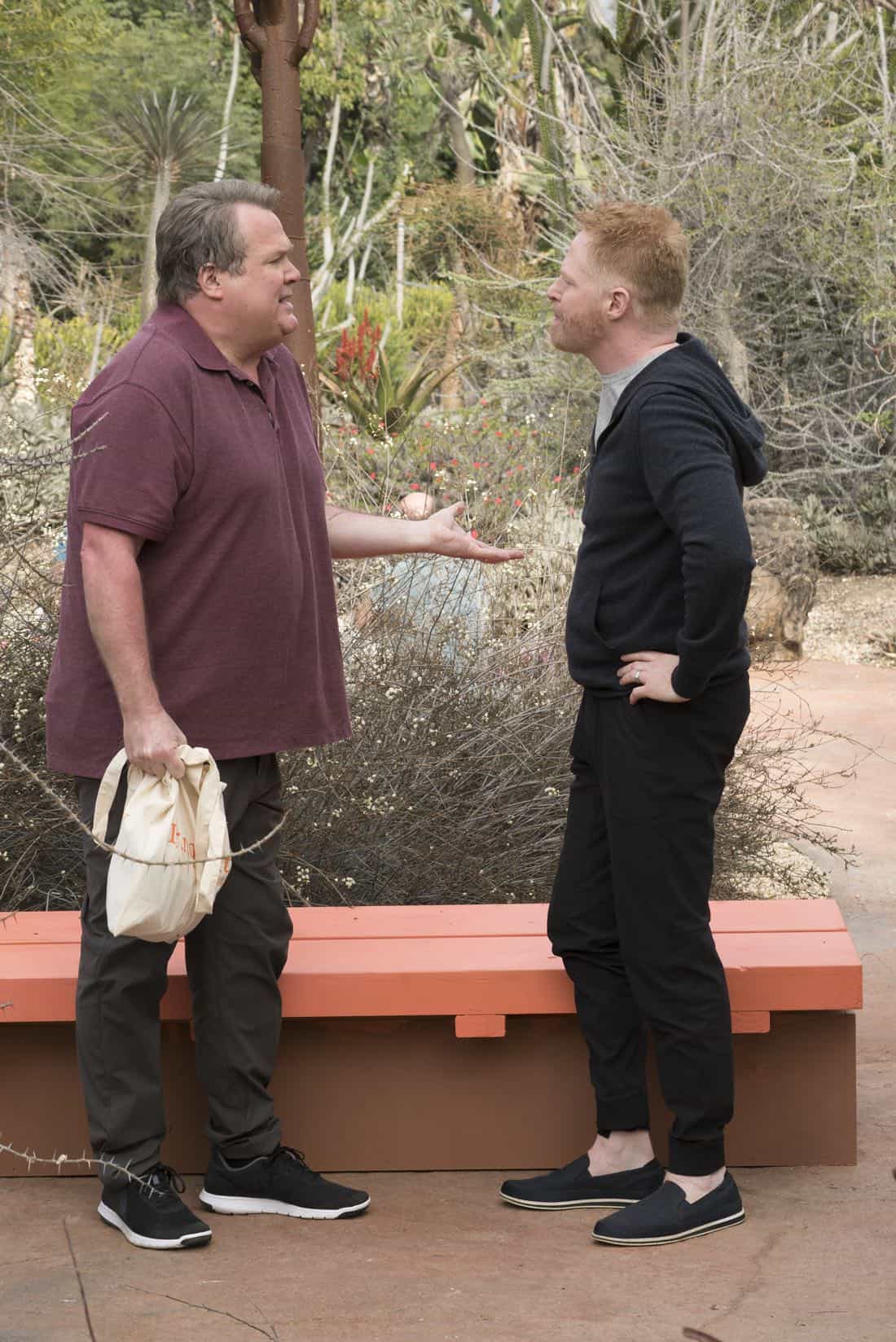 MODERN FAMILY - "Royal Visit" - Haley's brilliant astrophysicist boyfriend (guest star Chris Geere) comes to meet the family, setting Claire and Phil off in a competition about which one of them is smarter, making Alex feel self-conscious about her dim but handsome firefighter boyfriend, Bill (Jimmy Tatro). Mitch and Cam go on a yoga retreat, but when Cam finds out his dream team, the Kansas City Royals, is having spring training next door, he can't resist sneaking out, on "Modern Family," WEDNESDAY, MARCH 28 (9:00-9:31 p.m. EDT), on The ABC Television Network. (ABC/Ron Tom) ERIC STONESTREET, JESSE TYLER FERGUSON
