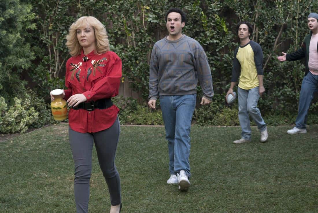 THE GOLDBERGS - "Colors" - Barry enlists the JTP to help him break up Beverly's group of friends so Barry can have all the attention but soon realizes he made a major mistake when Beverly gets into a fight with her friends. Meanwhile, Adam's attempts to trick Murray into loving theater backfire, on "The Goldbergs," WEDNESDAY, MARCH 28 (8:00-8:30 p.m. EDT), on The ABC Television Network. (ABC/Byron Cohen) WENDI MCLENDON-COVEY, TROY GENTILE, MATT BUSH, NOAH MUNCK