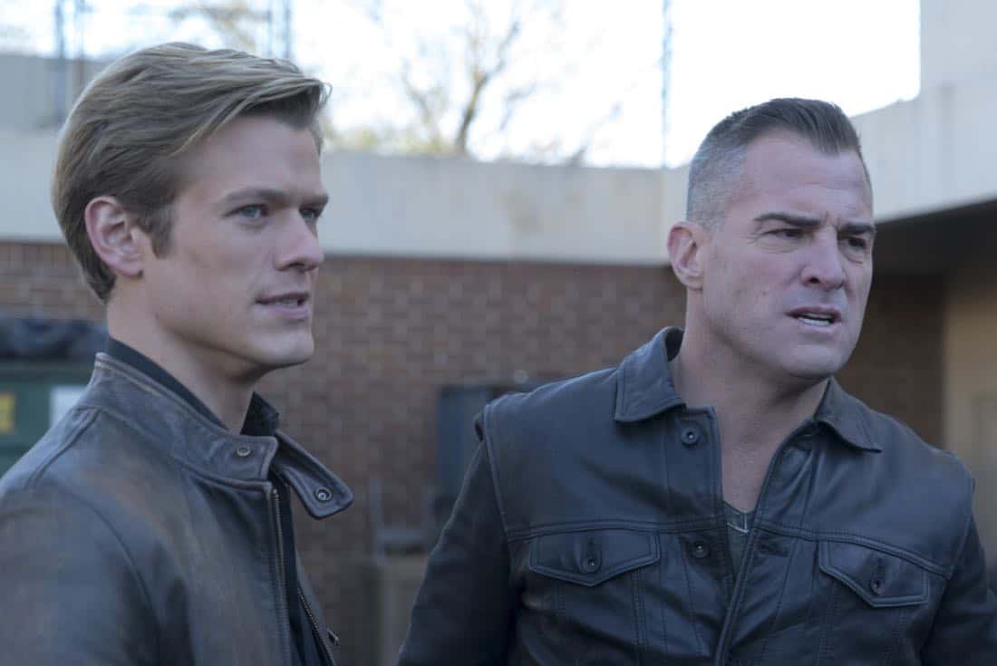 "Riley + Airplane" -- When Matty and the team search for a former government tech who stole classified intel and has been evading capture, they reunite with the Coltons, the family of bounty hunters, who are pursuing the same man for different reasons, on MACGYVER, Friday, March 30 (8:00-9:00 PM, ET/PT) on the CBS Television Network. Pictured: Lucas Till, George Eads. Photo: Annette Brown/CBS é2018 CBS Broadcasting, Inc. All Rights Reserved