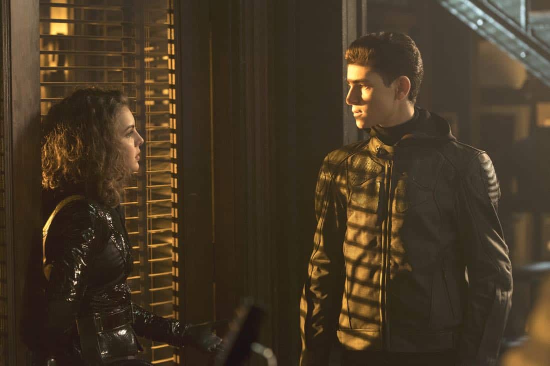 GOTHAM: L-R: Camren Bicondova and David Mazouz in the “A Dark Knight: One Of My Three Soups” episode of GOTHAM airing Thursday, March 29 (8:00-9:00 PM ET/PT) on FOX. ©2018 Fox Broadcasting Co. Cr: David Giesbrecht/FOX