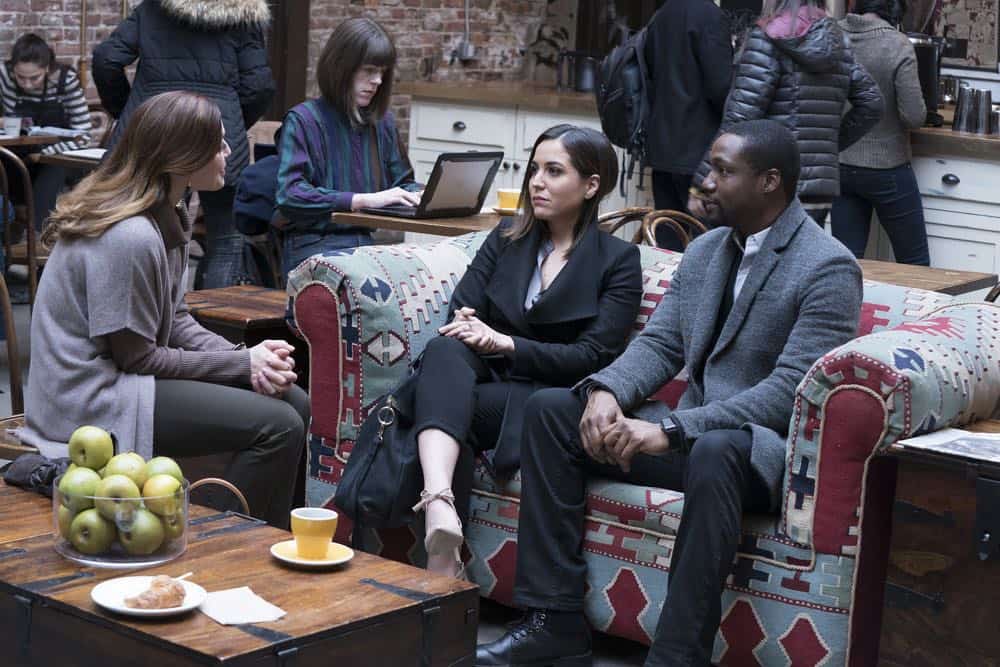 BLINDSPOT -- "Mum's The Word" Episode 317 -- Pictured: (l-r) Audrey Esparza as Tasha Zapata, Rob Brown as Edgar Reade -- (Photo by: Virginia Sherwood/NBC)