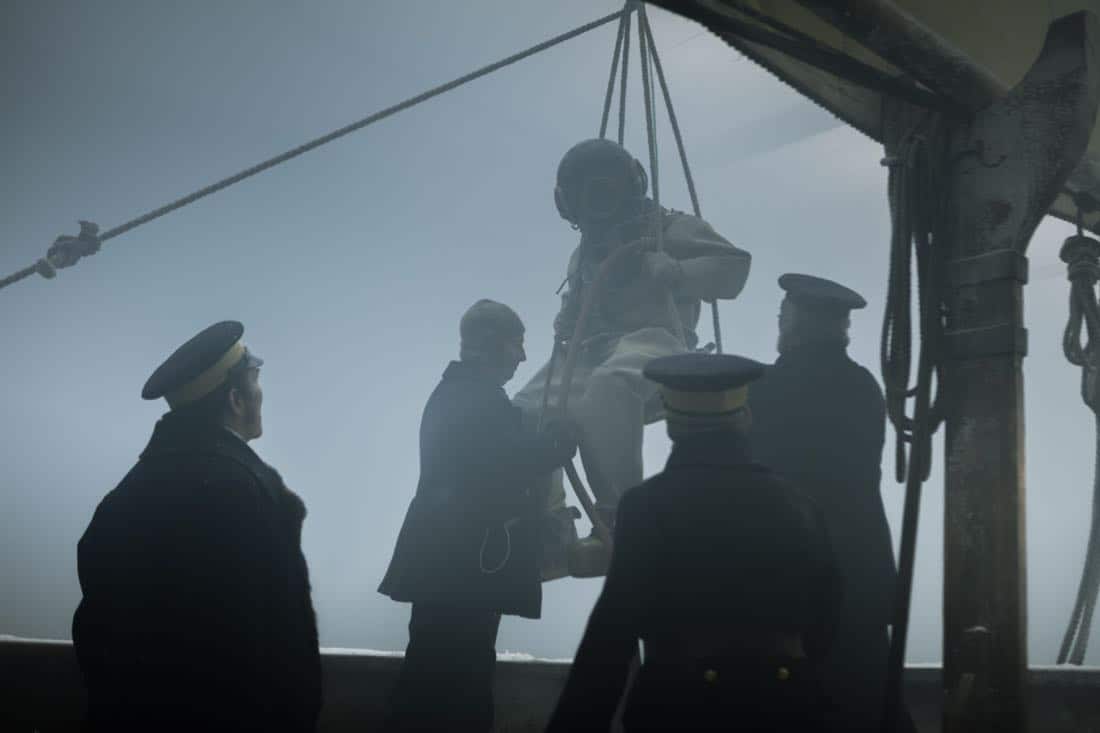Ciarán Hinds as John Franklin, Trystan Gravelle as Henry Collins - The Terror _ Season 1, Episode 1 - Photo Credit: Aidan Monaghan/AMC