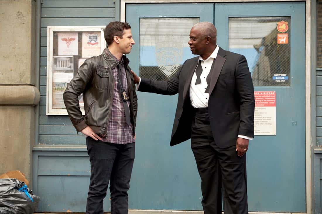 BROOKLYN NINE-NINE: (L-R) Andy Samberg and Andre Braugher in the "The Box" episode of BROOKLYN NINE-NINE airing Sunday, April 1 (8:30-9:00 PM ET/PT) on FOX. CR: FOX