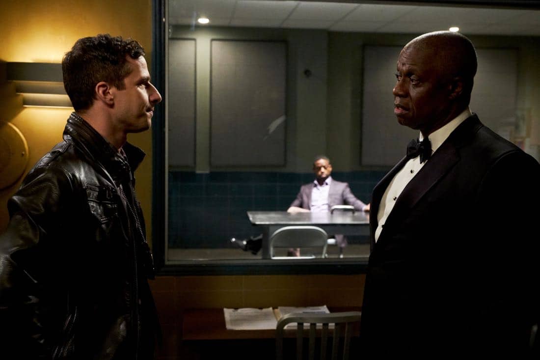 BROOKLYN NINE-NINE: (L-R) Andy Samberg and Andre Braugher in the "The Box" episode of BROOKLYN NINE-NINE airing Sunday, April 1 (8:30-9:00 PM ET/PT) on FOX. CR: FOX