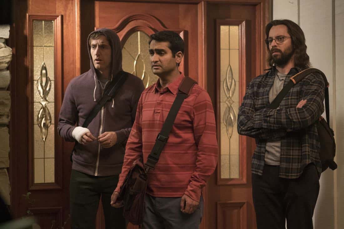 Episode 40 (season 5, episode 2), debut 4/1/18: Thomas Middleditch, Kumail Nanjiani, Martin Starr. photo: Ali Paige Goldstein/HBO
