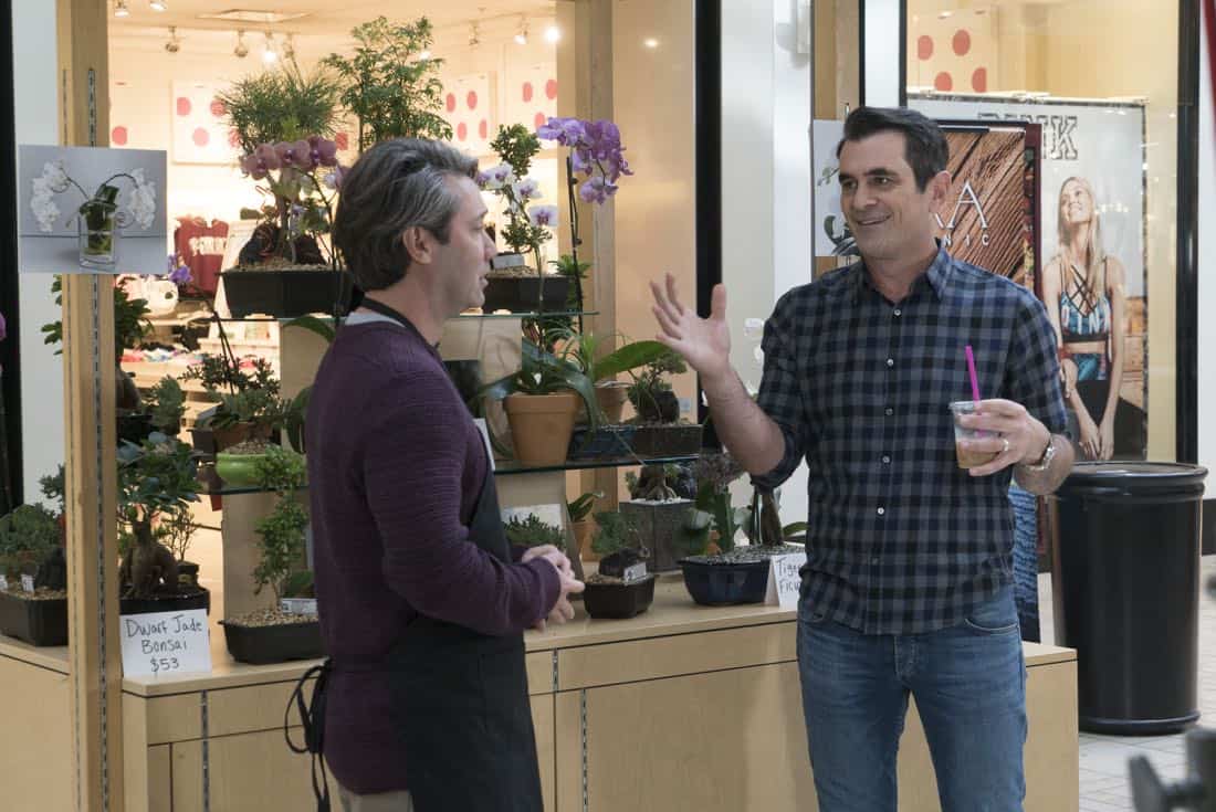 MODERN FAMILY - "Daddy Issues" - When Gloria's ex-boyfriend Jorge (guest star Gabriel Iglesias) stops by for a visit, his striking resemblance to Manny makes Jay question if he might be Manny's real dad; Phil agonizes over getting the perfect anniversary gift for Claire; Cam and Mitch are out of their depth when Lily gets into a fight at school over bras, on "Modern Family," WEDNESDAY, APRIL 4 (9:00-9:31 p.m. EDT), on The ABC Television Network. (ABC/Ron Tom) MICHAEL CHURVEN, TY BURRELL