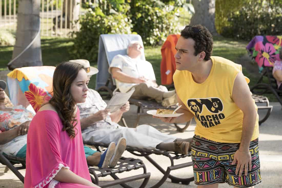THE GOLDBERGS - "MTV Spring Break" - Hoping to get the true spring break experience, Erica and Barry visit Pops in Florida, yet it's nothing how they expected. Meanwhile, Adam tells the truth to Beverly and Murray but then gets a surprising reaction, on "The Goldbergs," WEDNESDAY, APRIL 4 (8:00-8:30 p.m. EDT), on The ABC Television Network. (ABC/Ron Tom) HAYLEY ORRANTIA, TROY GENTILE