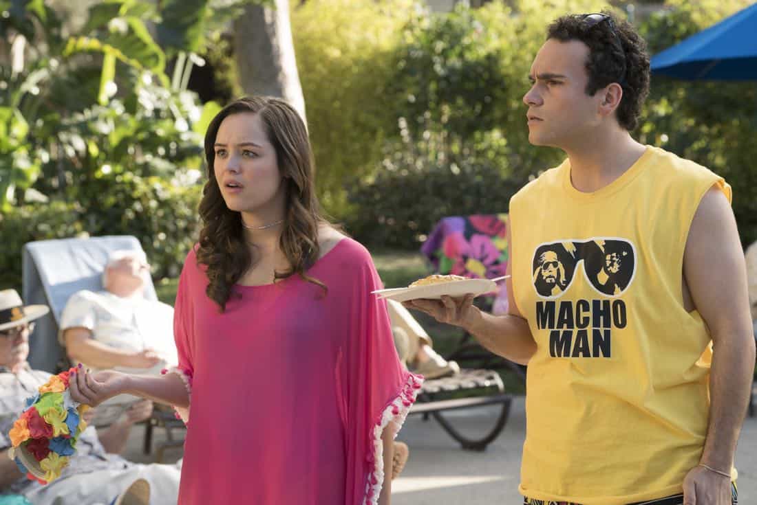 THE GOLDBERGS - "MTV Spring Break" - Hoping to get the true spring break experience, Erica and Barry visit Pops in Florida, yet it's nothing how they expected. Meanwhile, Adam tells the truth to Beverly and Murray but then gets a surprising reaction, on "The Goldbergs," WEDNESDAY, APRIL 4 (8:00-8:30 p.m. EDT), on The ABC Television Network. (ABC/Ron Tom) HAYLEY ORRANTIA, TROY GENTILE