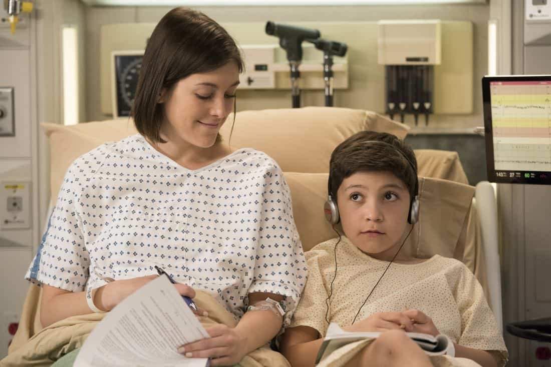 GREY'S ANATOMY - "Hold Back the River" - Amelia, Koracick and DeLuca perform a risky, groundbreaking procedure using ultrasound waves to remove a young patient's brain tumor. Meanwhile, Meredith and Jo work with different polymers to try to salvage their project submission; and Richard's AA sponsor is admitted to Grey Sloan with a DNR, on "Grey's Anatomy," THURSDAY, APRIL 5 (8:00-9:00 p.m. EDT), on The ABC Television Network. (ABC/Mitch Haaseth) CAITLIN MCGEE, STEELE GAGNON