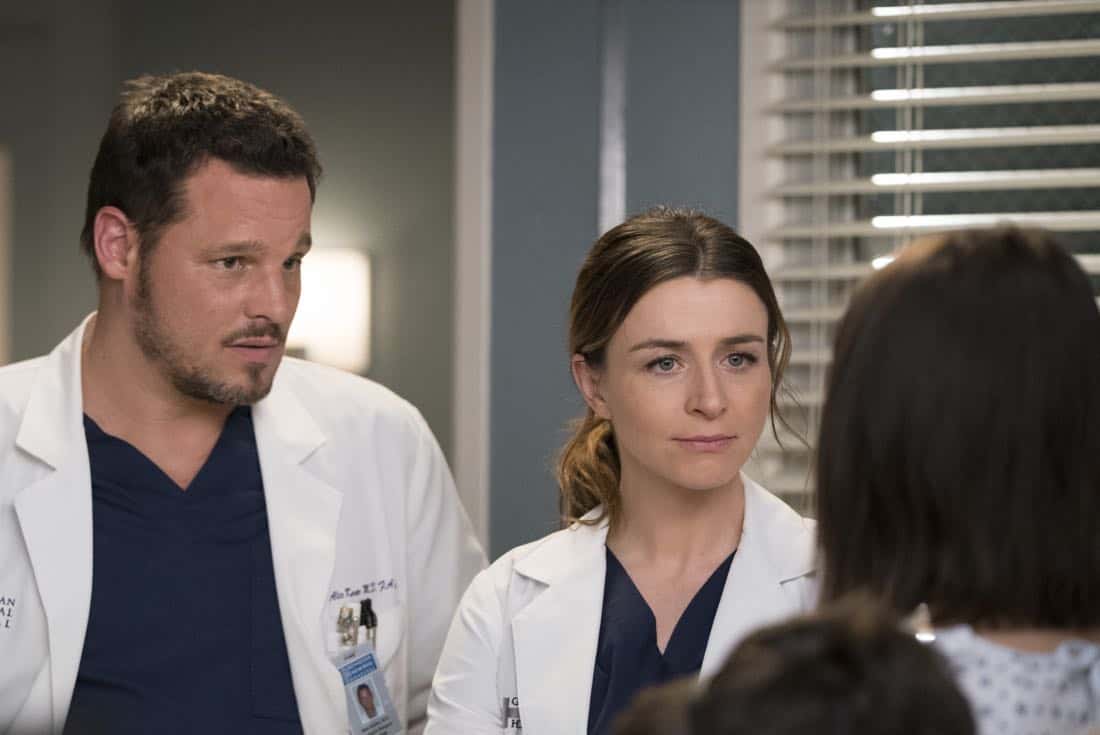GREY'S ANATOMY - "Hold Back the River" - Amelia, Koracick and DeLuca perform a risky, groundbreaking procedure using ultrasound waves to remove a young patient's brain tumor. Meanwhile, Meredith and Jo work with different polymers to try to salvage their project submission; and Richard's AA sponsor is admitted to Grey Sloan with a DNR, on "Grey's Anatomy," THURSDAY, APRIL 5 (8:00-9:00 p.m. EDT), on The ABC Television Network. (ABC/Mitch Haaseth) JUSTIN CHAMBERS, CATERINA SCORSONE