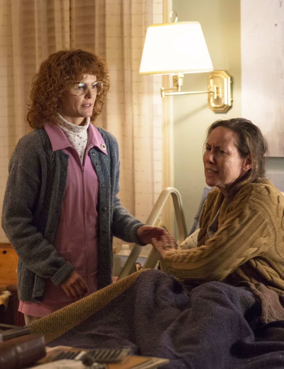 THE AMERICANS -- "Tchaikovsky" -- Season 6, Episode 2 (Airs Wednesday, April 4, 10:00 pm/ep) -- Pictured: (l-r) Keri Russell as Elizabeth Jennings, Miriam Shor as Erica. CR: Patrick Harbron/FX