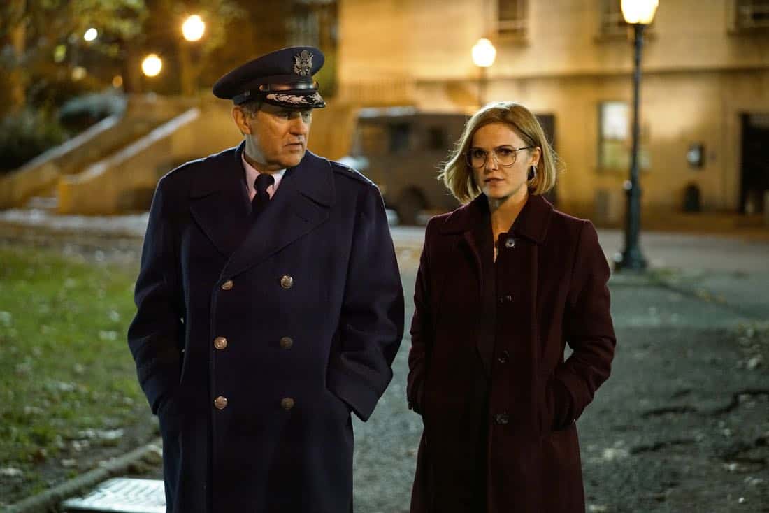 THE AMERICANS -- "Tchaikovsky" -- Season 6, Episode 2 (Airs Wednesday, April 4, 10:00 pm/ep) -- Pictured: (l-r) Victor Slezak as Rennhull, Keri Russell as Elizabeth Jennings. CR: Patrick Harbron/FX