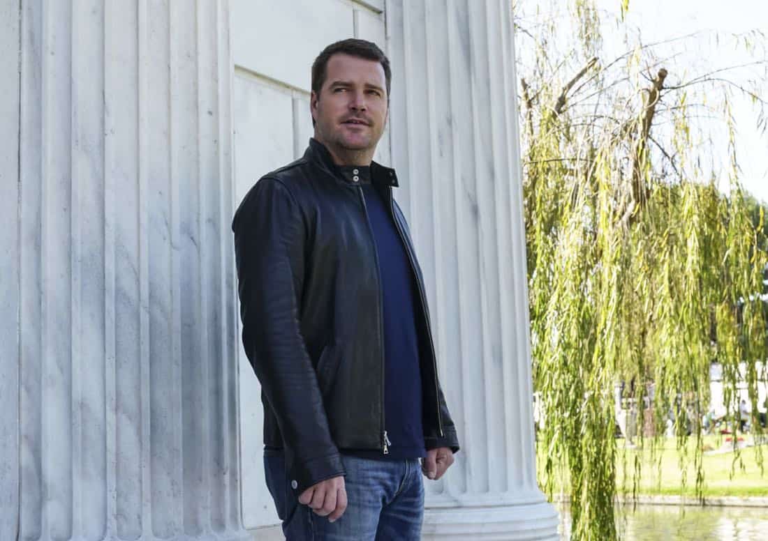 "Vendetta" - Pictured: Chris O'Donnell (Special Agent G. Callen). Callen and Sam join forces with Anna Kolcheck (Bar Paly) and the Bureau of Alcohol, Tobacco and Firearms (ATF), when Arkady Kolcheck (Vyto Ruginis) warns NCIS that a notorious international weapons dealer has returned to the states. Also, the case requires Eric to go undercover as a bank IT technician, on NCIS: LOS ANGELES, Sunday, April 8 (9:00-10:00 PM, ET/PT) on the CBS Television Network. Photo: Monty Brinton/CBS é2018 CBS Broadcasting, Inc. All Rights Reserved.