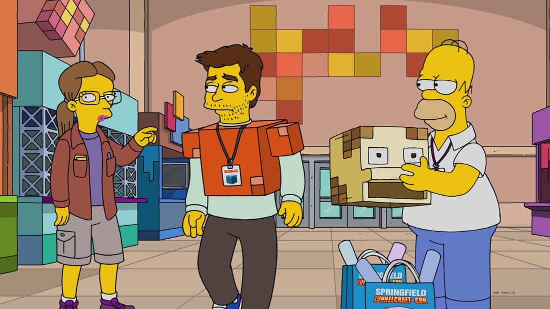 THE SIMPSONS: In attempt to bring the family together, Marge forces everyone to hand in their electronics and take a trip to a book store in the all-new “No Good Read Goes Unpunished” episode of THE SIMPSONS airing Sunday, March 25, (9:00-9:30 PM ET/PT). Pictured: Guest Voice Daniel Radcliffe as himself (C) and Homer (R). THE SIMPSONS ™ and © 2017 TCFFC ALL RIGHTS RESERVED. THE SIMPSONS: In attempt to bring the family together, Marge forces everyone to hand in their electronics and take a trip to a book store in the all-new “No Good Read Goes Unpunished” episode of THE SIMPSONS airing Sunday, March 25, (9:00-9:30 PM ET/PT). Pictured: Guest Voice Daniel Radcliffe as himself (C) and Homer (R). THE SIMPSONS ™ and © 2017 TCFFC ALL RIGHTS RESERVED.