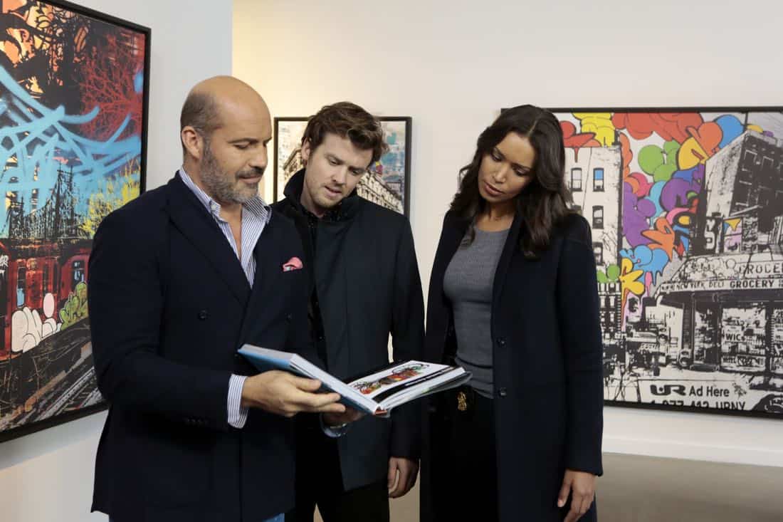 DECEPTION - "Masking" - When a church's stained glass window is stolen while a famous - yet elusive - street artist is painting a mural nearby, Cam and the team's investigation leads them to the criminal - and an unlikely accomplice - on ABC's "Deception," airing SUNDAY, APRIL 8 (10:01-11:00 p.m. EDT), on The ABC Television Network. (ABC/Giovanni Rufino) BILLY ZANE, JACK CUTMORE-SCOTT, ILFENESH HADERA