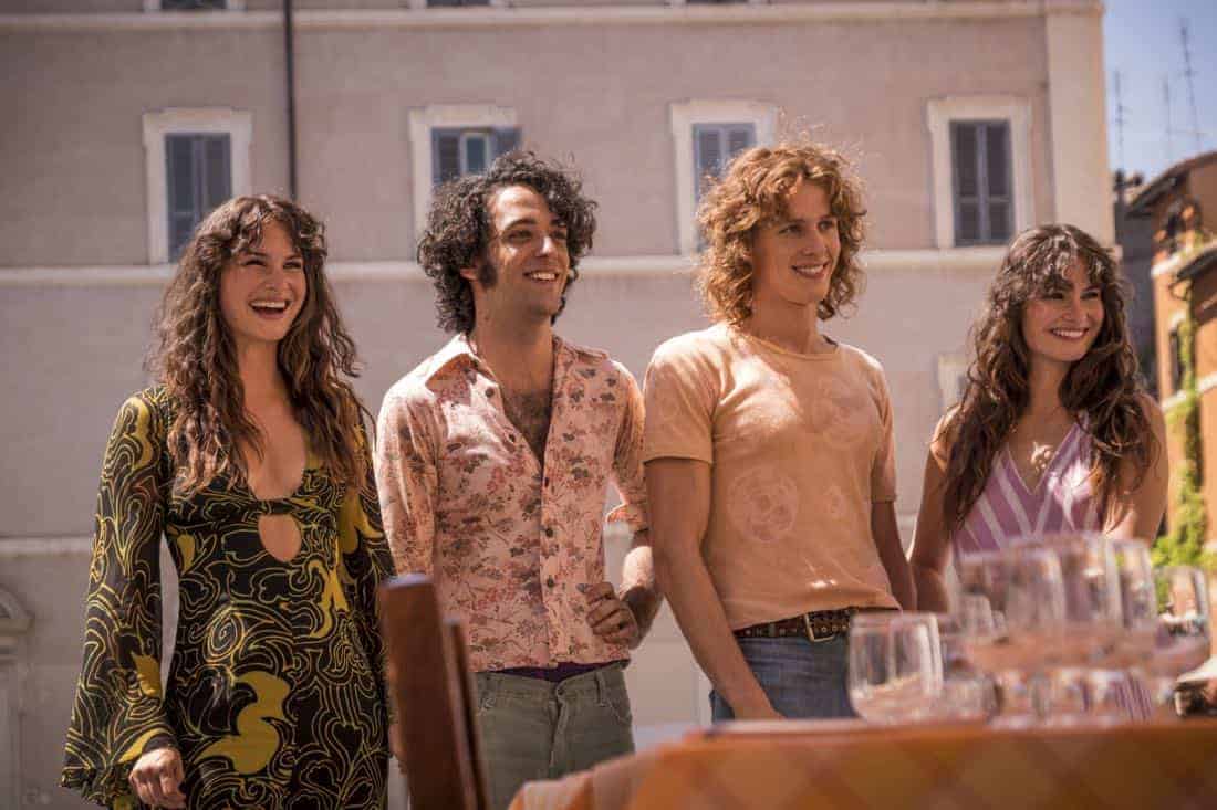TRUST -- "La Dolce Vita" -- Episode 3 (Airs Sunday, April 8, 10:00 p.m.) Pictured: (l-r) Sarah Bellini as Jutta, Luca Tanganelli as Marcello, Harris Dickinson J. Paul Getty, III, Laura Bellini as Martine. CR: FX