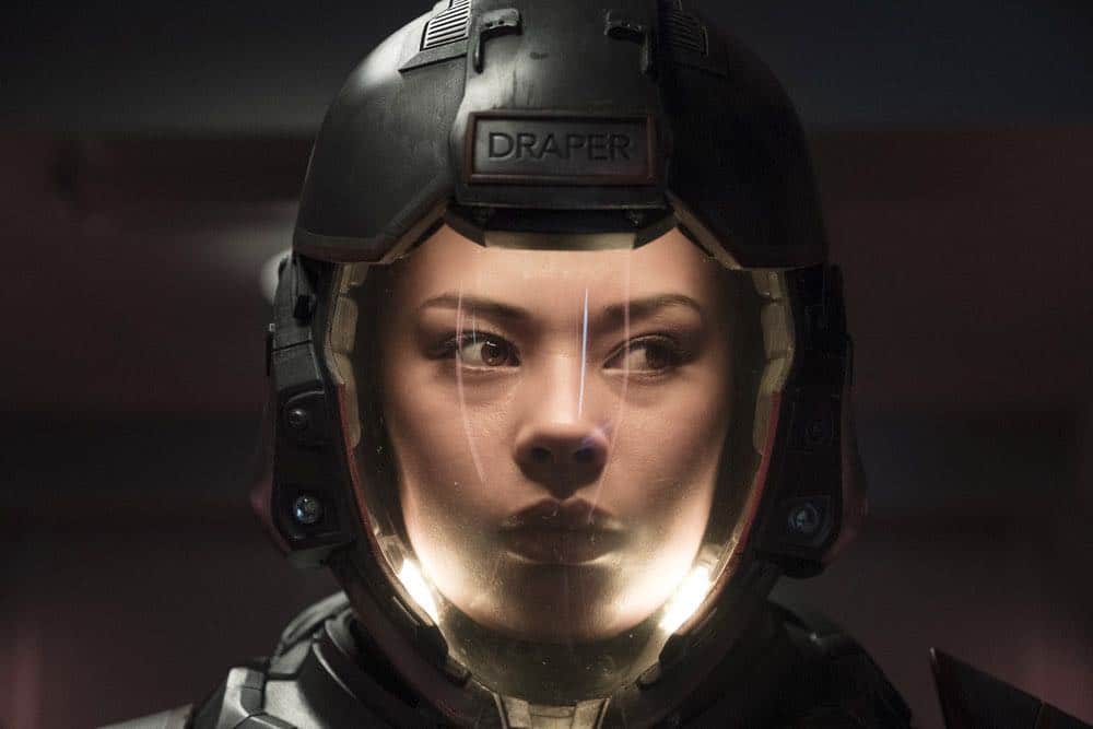 THE EXPANSE -- "Fight or Flight" Episode 301 -- Pictured: Frankie Adams as Bobbie Draper -- (Photo by: Rafy/Syfy)