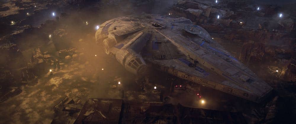 The Millenium Falcon in SOLO: A STAR WARS STORY. The Millenium Falcon in SOLO: A STAR WARS STORY.