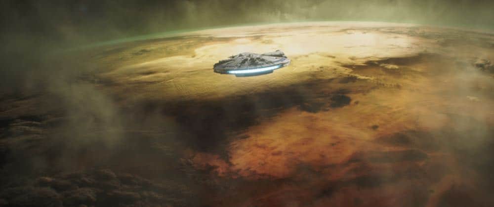 The Millenium Falcon in SOLO: A STAR WARS STORY. The Millenium Falcon in SOLO: A STAR WARS STORY.
