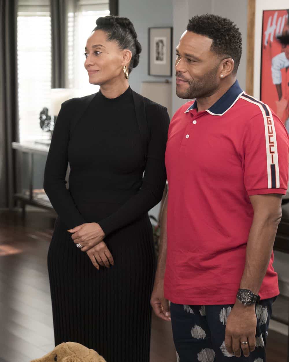 BLACK-ISH - "Dog Eat Dog World" - The family is divided over the idea of getting a dog after Dre and Bow promise Jack they can get one after he gets Straight A's - and he does! Meanwhile, Bow's brother Johan is in town and he doesn't get the warm welcome he expects from Ruby, on "black-ish," TUESDAY, APRIL 10 (9:00-9:30 p.m. EDT), on The ABC Television Network. (ABC/Eric McCandless) TRACEE ELLIS ROSS, ANTHONY ANDERSON