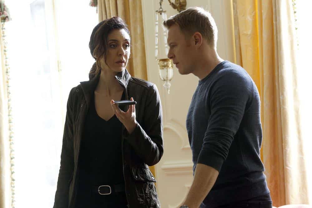 THE BLACKLIST -- "Zarak Mosadek (#23)" Episode 518 -- Pictured: (l-r) Mozhan Marno as Samar Navabi, Diego Klattenhoff as Donald Ressler -- (Photo by: Will Hart/NBC)