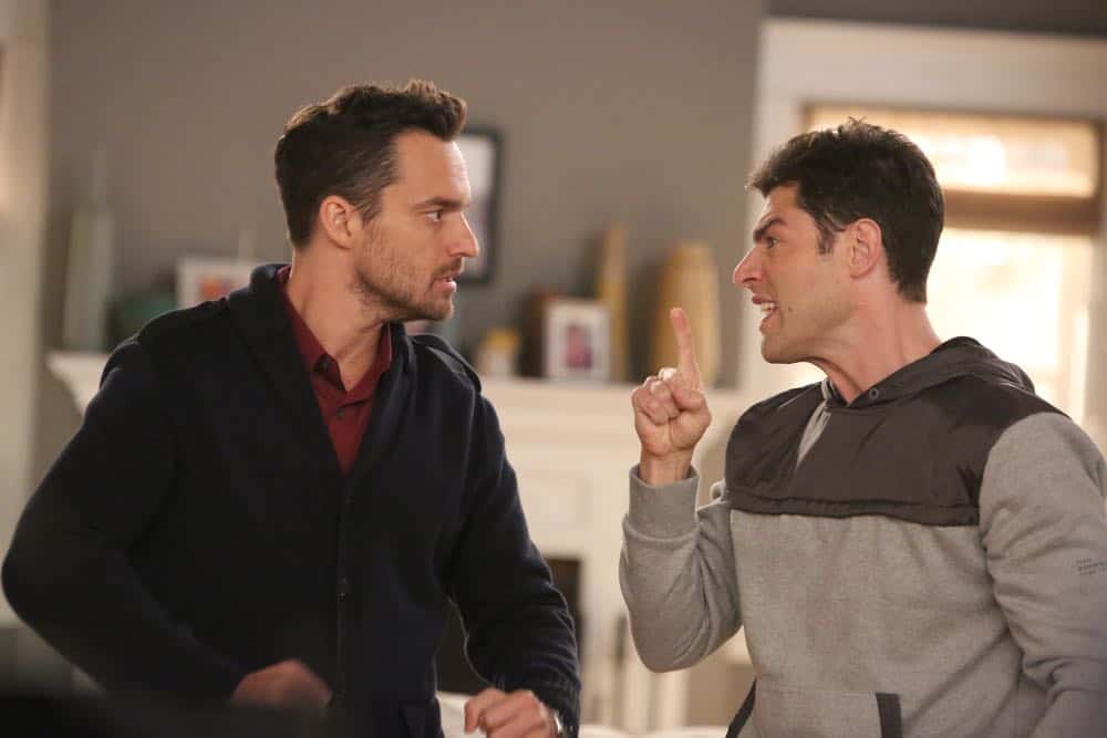 NEW GIRL: L-R: Jake Johnson and Max Greenfield in the "Tuesday Meeting" episode of NEW GIRL airing Tuesday, April 17 (9:30-10:00 PM ET/PT) on FOX. ©2018 Fox Broadcasting Co. Cr: Ray Mickshaw/FOX