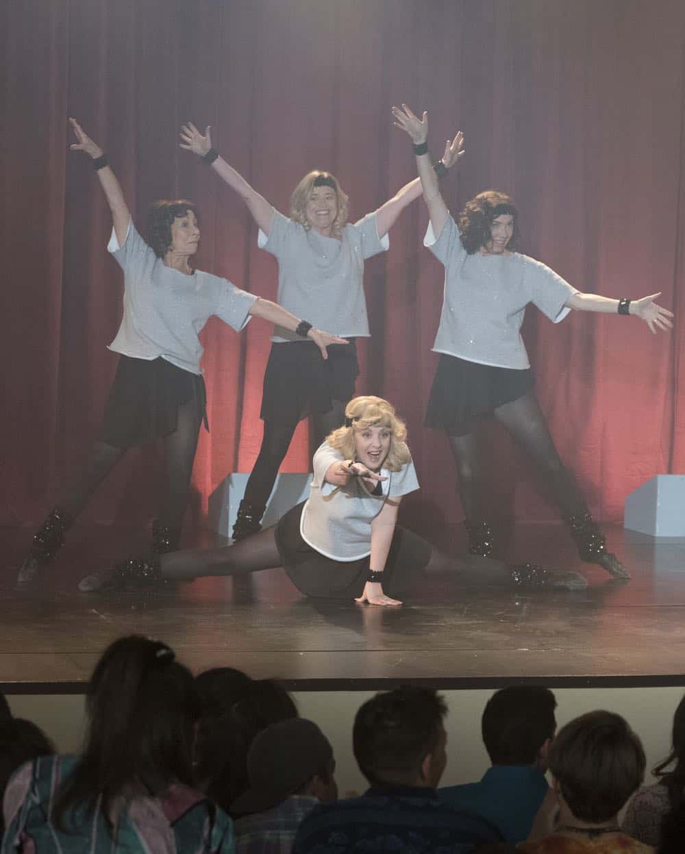 THE GOLDBERGS - "Flashy Little Flashdancer" - After seeing "Flashdance," Beverly decides to take up dance with the Frentas and is dejected when the family doesn't support her after telling them she is going to be in a recital. Meanwhile, when Emmy starts dating a cool guy, Adam thinks their friendship is in jeopardy, so he sets out to be cooler which backfires, on "The Goldbergs," WEDNESDAY, APRIL 11 (8:00-8:30 p.m. EDT), on The ABC Television Network. (ABC/Byron Cohen) MINDY STERLING, JENNIFER IRWIN, WENDI MCLENDON-COVEY, STEPHANIE COURTNEY