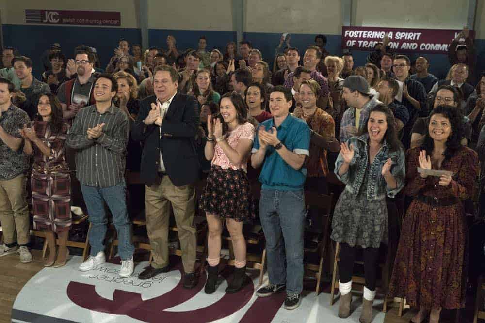 THE GOLDBERGS - "Flashy Little Flashdancer" - After seeing "Flashdance," Beverly decides to take up dance with the Frentas and is dejected when the family doesn't support her after telling them she is going to be in a recital. Meanwhile, when Emmy starts dating a cool guy, Adam thinks their friendship is in jeopardy, so he sets out to be cooler which backfires, on "The Goldbergs," WEDNESDAY, APRIL 11 (8:00-8:30 p.m. EDT), on The ABC Television Network. (ABC/Byron Cohen) TROY GENTILE, JEFF GARLIN, HAYLEY ORRANTIA, MATT BUSH, SAM LERNER, SHAYNE TOPP, NOAH MUNCK, SEAN MARQUETTE
