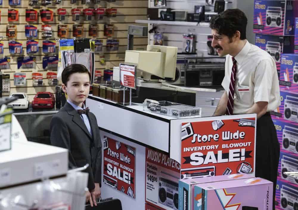 "A Mother, a Child, and a Blue Man's Backside" - Pictured: Sheldon (Iain Armitage) and Randall (Charlie Hankin). Mary bans Sheldon from reading a mature comic book, and Sheldon decides it's time to stop living under Mary's thumb, on YOUNG SHELDON, Thursday, April 12 (8:31-9:01 PM, ET/PT) on the CBS Television Network. Photo: Monty Brinton/CBS é2018 CBS Broadcasting, Inc. All Rights Reserved.