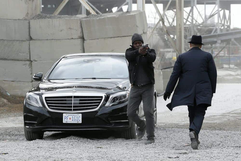 THE BLACKLIST -- "Ian Garvey (#13): Conclusion" Episode 519 -- Pictured: (l-r) Hisham Tawfiq as Dembe Zuma, James Spader as Raymond "Red" Reddington -- (Photo by: Will Hart/NBC)