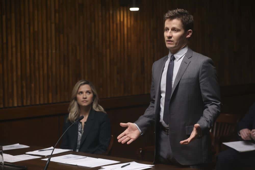 "Risk Management" -- Danny and Baez race to find a missing girl who will die within 72 hours without her heart medication. Also, Jamie and Eddie are on the wrong side of an investigation after engaging in a car chase, Frank, Garrett and Gormley investigate the rise in the settlement of lawsuits against cops, and Sean wins an essay contest and receives a medal from former New York City Mayor David Dinkins, on BLUE BLOODS, Friday, April 13 (10:00-11:00 PM, ET/PT) on the CBS Television Network. Pictured: Vanessa Ray, Will Estes. Photo: Craig Blankenhorn/CBS é2018CBS Broadcasting Inc. All Rights Reserved.